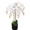 vidaXL Orchidea Artificiale in Vaso 75cm Bianca Piante Finte Fiori Arredo Casa