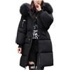 MJGkhiy Piumino Donna Invernale Lungo Curvy Cappotto con Cappuccio In Pelliccia Elegante Caldo Giubbotto Parka Taglie Forti Piumini Abbigliamento Invernali Antivento Giacca Pesante Giubbino con Zip