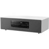 Panasonic Sistema Micro Hi-Fi SC-DM502E-W, 40 W, radio FM, DAB/DAB+, lettore CD, porta USB, Bluetooth, Aux, riproduzione MP3, custodia in legno e copertura in rame, design elegante, bianco