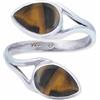 mantraroma Anello in argento 925 con occhio di tigre e pietra marrone regolabile, pietra preziosa in vero argento sterling da donna, regalo
