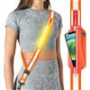 Fokia Kunbio Sash per cintura riflettente a LED, per walking at Night Phone Holder for Runners Rechargeable Safety Lights for Walkers, Night Running Gear High Visibility Strap for Men and Women(arancione)