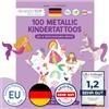 PaPIerDraCHeN 100 tatuaggi metallici da attaccare - tatuaggi per bambini rispettosi della pelle, unicorno e arcobaleno - disegni fantastici - come regalo di compleanno o idea regalo - vegan - testato TÜV