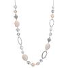 BULINLIN Collana lunga in argento con perline per le donne, collana a catena fatta a mano con perline di cristallo per gioielli di moda regali, Resina Perla Cristallo