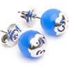 Tamashii orecchini Sphere con pietra agata blu di 8 mm e OM in argento 925.EHST8-18