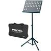 Proel RSM360M - Leggio Musicale professionale per spartiti preforato con Borsa, Nero (RSM360M)