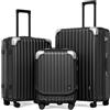 LEVEL8 Set di 3 Valigie Bagaglio a Mano Valigia Trolley Rigido Ultra Leggero in ABS+PC Valigie da Viaggio con Chiusura TSA e 4 Ruote Doppie Girevoli(Nero, 20"/24"/28" Set)