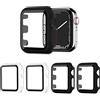 AOTUAO 4 Pezzi Cover Compatibile con Apple Watch Series 3 2 1 42mm con Vetro Temperato, iWatch Case Protettore Schermo e Pellicola Protettiva Custodia per Apple Watch 3 2 1 42mm(2 Black 2 Trasparente)