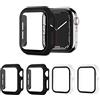 AOTUAO 4 Pezzi Cover Compatibile con Apple Watch SE 6 5 4 44mm con Vetro Temperato, Protettore Schermo e Pellicola Protettiva (2 Nero+2 Trasparente)