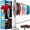 PowerLix Frullino Montalatte Elettrico Cappuccino - Schiumatore Latte con Supporto in Acciaio Inossidabile, 15-20s, Potente 19000rpm, Montalatte Manuale per Latte, Cappuccino, Caffè,D'argento