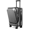 LEVEL8 Valigia Bagaglio a Mano 55CM Valigia Trolley Rigido Ultra Leggero in ABS+PC Valigie con Chiusura TSA e 4 Ruote Doppie Girevoli, 55x37x25CM, 42L, Grigio