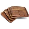 HexClad Set di 4 piatti da bistecca in legno Bistecca con canale per succhi per carni, design impilabile con bordi dritti e base completamente piatta, facile da pulire, leggero e resistente