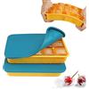 muenfly Stampo Ghiaccio con Coperchio silicone 2 Pezzi，Stampo ghiaccio silicone BPA Free，Ghiaccio Stampo per Whisky, Cocktail e Snack per bambini, Stampi per Ghiaccio 15 Cubetti Ghiaccio, Blu e giallo