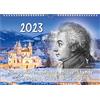 Bach, Renate Calendario compositore, un calendario musicale 2023, DIN A3: compositori, città, ora blu - Composers, Cities, Blue Hour