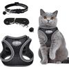 LFBEST Pettorina Gatto Antifuga Riflettente Regolabile - Morbida Rete Imbottita Con Collarino e Guinzaglio Per Cuccioli Gattini - Passeggiate All'Aperto (Nero XS)
