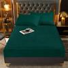 DXHOME Caldo panno di lino 160 x 200 cm, verde scuro, per letto a molle, caldo inverno, in spugna, con angoli elasticizzati, in tinta unita, 160 x 200 cm, per materasso alto, ponte alto fino a 25 - 30 cm