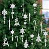 peiyee Fiocchi di Neve in Cristallo Ornamenti Decorazioni 18 Pezzi Ghiaccioli Ornamenti di Albero di Natale - 7 Stili Fiocco di Neve Ghiaccioli di Natale Renna e Goccia di Ghiaccio per Decorazione natalizia