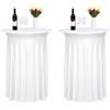FXKS 2 Confezioni di tovaglia da cocktail in spandex bianco, gonna corta, tavola rotonda alta tovaglia elastica set, tovaglia da cocktail ondulata per ricevimenti nuziali (32 x43)