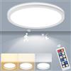 LEZOE Lampada da soffitto a LED dimmerabile con sensore di movimento, 18 W, 1800 lm, lampada da soffitto a LED, dimmerabile, 3000 K/4500 K/6500 K, IP54, per bagno, garage, scale, cantina, corridoio,