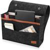 SZSIQI Borsa portaoggetti per letto, borsa portaoggetti in feltro per camera da letto, borsa portaoggetti per letto in feltro, cesto portaoggetti sul comodino del divano del dormitorio, nera