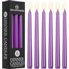 DECO EXPRESS Candele Lunghe Pacco da 6/10/15/50 - Candele 8 Ore Lunga Durata Candele per Candelabro Non profumato (Viola metallizzato - Confezione da 6)