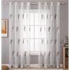 MIULEE Tende per Interni Moderne 2 Pezzi 140x215 CM, Voile Tenda Finestra Interno Salotto, Tenda Trasparente con Ricami a Foglie Bianche e Marrone, Fantasia Tende Camera da Letto Soggiorno Occhielli
