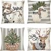 AMFUN Cuscini Natalizi per Divano 4 Pack, Federe Cuscini Natalizi 45 x 45 cm, Copricuscini Divano, Cotone e Lino Biancheria, Cuscini Natale Fiocco di Neve Federe Cuscini per Divano e Soggiorno