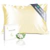 townssilk Federa seta cuscino,100% naturale seta di gelso 19momme,doppia faccia,benefica per capelli e pelle,ipoallergenica,cerniera nascosta,1 pz,40x70cm,LightYellow