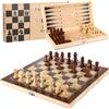 pofgwjz Scacchiera in Legno, 3 in 1 Scacchi Dama Backgammon, et di Scacchiera Pieghevole Portatile Alta Qualità, Set di Scacchi Portatile per Riunioni di Famiglia e Viaggi (29 * 29cm)
