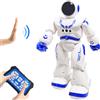 HUSAN RC Robot per Bambini, Robot Intelligente Interattivo Controllo a Infrarossi Programmabili Canto Danza Robot Sensazione di gesti Giocattoli per bambini (Blu-)
