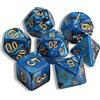 QMAY DND Dice - Set di 7 dadi poliedrici per Dungeon e Dragons MTG RPG D&D D20, D12, D10, D%, D8, D6, D4 (da blu a nero)