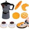 VDSOW Accessori per gnomi, Natale, accessori per il gnomo, in miniatura, pane, caffettiera e tazze da caffè in miniatura, accessori per servizi da caffè, accessori per la casa delle bambole 1:12