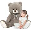 MorisMos Orso Peluche Gigante 120 cm, XXL Brunastro Orsacchiotto di Peluche Grande Kawaii Pupazzo Gigante Morbido Teddy Bear Regalo per Bambino Fidanzata Compleanno Deco