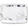 Decor Decorline Decorline - Vassoio da Portata - Set di 4 - Robusti Piatti da Portata in Plastica Riutilizzabili un aspetto Marmor, Vassoio Decorativo e Elegante,buffet feste - Rettangolare 20x28cm - Bianco/Argento