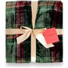 ADMAS Plaid Natalizio in pile coral a quadri scozzese con retro in sherpa 127x152 cm Art. 69058