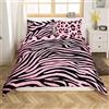 TAKOLI Set Copripiumino Una Piazza e Mezza Leopardo Rosa Set Biancheria da Letto Strisce Di Zebra Copripiumino Per Ragazza Donna con 2 Federe in Microfibra Morbida 3 Pezzi con Chiusura Cerniera