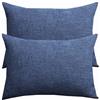 SWJ-swjssb Set di 2 Copri Federe Cuscini Divano 50x70 Copricuscino 60x60 con Cerniera,Federe Moderne per Camera da Letto Divano Decorativo Cotone e Lino Elegante Lavabile(Navy,50x70 cm Set of 2)