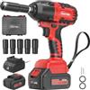 HOFTME Avvitatore A Impulsi a Batteria 700Nm, Professional 1/2 Elevata Avvitatori a Massa Battente con Batteria 4000mAh, 5 Bussola, Avvitatore Batteria per Auto Casa