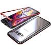 CHENYING Cover per Samsung Galaxy S8 Plus,Custodia ad Assorbimento Magnetico Ultra Sottile Trasparente Vetro Temperato con Cover Metallo Magnetica Integrata per Samsung Galaxy S8 Plus,(Rosso&nero Trasparente)