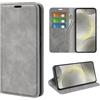 Fertuo Cover per Samsung Galaxy S24 FE, Custodia a Libro in Pelle Flip Case Portafoglio con Porta Carte, Chiusura Magnetica [Interna in Silicone Morbido] Cover per Samsung Galaxy S24 FE, Grigio