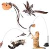 AiQInu 4 Pezzi Giochi per Gatti, Gioco Gatto Interattivo con Ventosa, 1 Canna Pesca per Gatti con 2 Uccelli a Campana, Giocattolo di Intelligenza per Gatti a Bacchetta