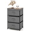 COSTWAY Cassettiera in Tessuto, Mobile con 3 Cassetti e Struttura Robusta in Metallo, Armadio per Camera da Letto, Soggiorno, Ingresso, 40 x 30 x 62 cm (Grigio)