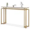 LIFEZEAL Tavolo Console Oro, Consolle Dorata, Effetto di Marmo, Tavolo d'Ingresso Moderno, Legno+Metallo, Antiribaltamento, Sottile, Stretto, per Corridoio, Entrata, Max 30 kg, 120x30x80,5 cm, Bianco