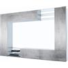Vladon Set da soggiorno Mirage, Parete attrezzata con 2 ante, 2 ante a ribalta e 6 ripiani a giorno in vetro, nero opaco/ossido grigio cemento (262 x 183 x 39 cm)