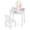 COSTWAY Toeletta Trucco 2 in 1 per Bambina, Specchiera Staccabile per Ragazza in Legno con Sedia, Cassetto e Luci LED Regolabile, Postazione Trucco per 3 Anni, 60 x 35 x 96 cm, Bianco (Bianco)