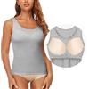 SLIMBELLE Maglietta intima da donna, senza cuciture, con coppe rimovibili, senza ferretto, bustino modellante, #7 grigio., M