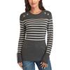 Dilgul Maglione Donna a Righe Maglia Invernali Primavera Manica Lunga Pullover Eleganti Stripe Casual Moda Grigio Scuro Small