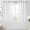 Topfinel Tende Cucina per Interni con Occhielli Bianche in Voile Camera da Letto Cameretta Bambini Soggiorno Moderne Eleganti Tenda Semitrasparenti 2 Pezzi 140x120 CM