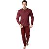 Leo Corsetteria Pigiama Uomo 100% Caldo Cotone Fantasia Classica Serafino con Bottoni Taschino Senza Polsini Bordeaux Misura XL