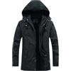 Oanviso Giacca da Uomo Cappotti Militare Invernale Caldo Media Lunghezza Cappotto Parka in Pile con Cappuccio Caldo Giubbotto Casual Giacca in Pile con Cerniera A Nero XS