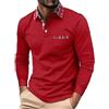 Generic Camicia Uomo Nera Polo a Maniche Lunghe Tinta Unita con Bottoni Casual Primaverili Autunnali alla Moda da Uomo Lavoro Manica Lunga (Red, XL)